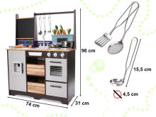 Ikonka Art.KX6286 Vaikiška medinė MDF virtuvėlė su priedais LOFT XXL 96cm