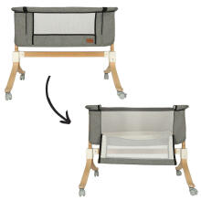Ikonka Art.KX4623 Infant cot cradle wooden cradle on wheels playpen grey