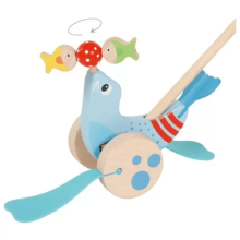 Goki Push-along animal Seal Art.54898 Wooden toy roller