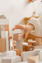 Label Label Buildings Blocks Art.LLWT-37100 Деревянные кубики в ведёрке,50 шт