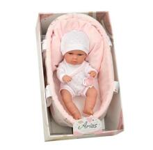 Arias Baby Doll Art.AR50732 Pink lėlė lopšyje