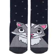 Weri Spezials Children's Tights Grey Cat Navy ART.SW-1407 High quality children's cotton tights for gilrs