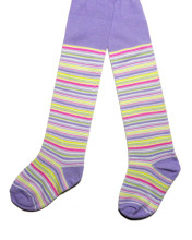 Weri Spezials Children's Tights Colorful Stripes Lilac ART.SW-0191 High quality children's cotton tights for girls