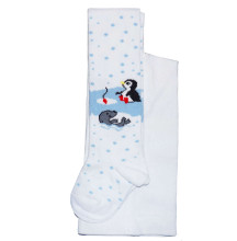 Weri Spezials Children's Tights Penguin and Friends White ART.WERI-7699 High quality children's cotton tights for kids