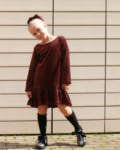 Kroeno Velvet Charm Art.MIK047K110 Brown Бархатное платье для девочек