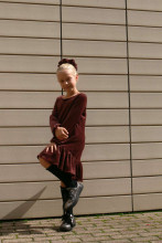 Kroeno Velvet Charm Art.MIK047K110 Brown Velvet dress for girls