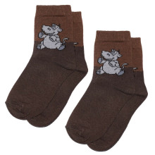 Weri Spezials Children's Socks Hippo Chocolate ART.WERI-1501 Pack of two high quality children's cotton socks