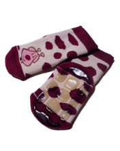 Weri Spezials Children's Non-Slip Socks Giraffe Wine Red ART.SW-0408 High quality children's socks made of cotton with non-slip coating