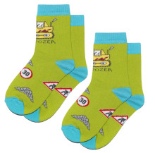 Weri Spezials Children's Socks Bulldozer Green ART.WERI-2942 Pack of two high quality children's cotton socks