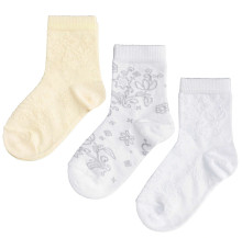 Weri Spezials Children's Socks Fillet White and Cream ART.WERI-5486 Pack of three high quality children's cotton socks