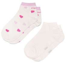 Weri Spezials Children's Sneaker Socks Hearts Cream ART.WERI-2855 Pack of two high quality children's cotton sneaker socks
