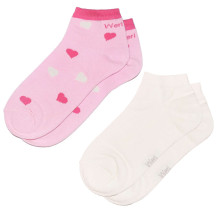 Weri Spezials Children's Sneaker Socks Hearts Light Pink and Cream ART.WERI-2863 Pack of two high quality children's cotton sneaker socks
