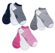 Weri Spezials Children's Sneaker Socks White Stripes Navy ART.WERI-4068 of three high quality children's cotton sneaker socks