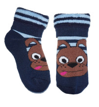 Weri Spezials Children's Plush Socks Charlie the Dog Navy Blue ART.WERI-7098 High quality children's cotton plush socks