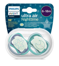 Philips Avent Ultra Air Night  Art.SCF376/13  Silikona knupīši  6-18 mēn BPA Free (2gab.)