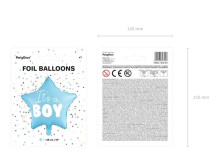 Ikonka Art.KX4570 "Tai berniukas" folijos balionas kūdikių dušo žvaigždė mėlyna 48cm