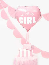 Ikonka Art.KX4570_1 "Tai mergaitė" folijos balionas kūdikio dušo šventei rožinė širdis 48cm