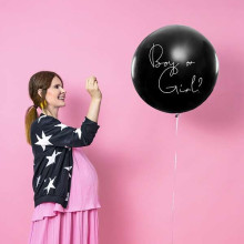 Ikonka Art.KX4557_1 Lyčių atskleidimo balionas Berniukas arba mergaitė rožinis konfeti 100 cm