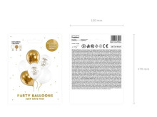 Ikonka Art.KX4556 Dzimšanas dienas baloni Happy Birthday To You zeltaini balti 30cm 6gab