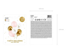 Ikonka Art.KX4555 Dzimšanas dienas baloni pasteļbaloni Bāli rozā balti zeltaini rozā 30cm 5 gab.