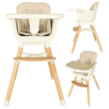 Ikonka Art.KX4515 Feeding chair with footrest wooden legs colour beige
