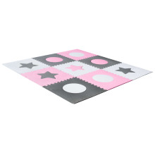Ikonka Art.KX4506_1 Foam puzzle mat for children 180x180cm 9 pieces grey-pink