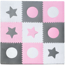 Ikonka Art.KX4506_1 Putu puzles paklājs bērniem 180x180cm 9 gabali pelēk-rozā krāsā