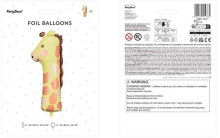 Ikonka Art.KX4535_5 Folijas balons ar skaitli "1" - Žirafe 31x82 cm