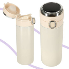 Ikonka Art.KX4407_1 Thermal mug with mouthpiece LED thermos 420ml beige
