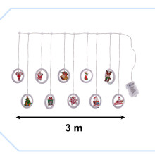 Ikonka Art.KX5249_1 LED Christmas picture curtain lights in circles 3m 10 bulbs with battery remote control