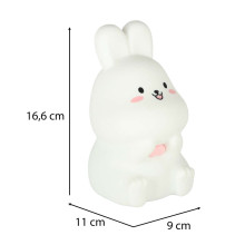 Ikonka Art.KX4113 Children's silicone LED night light white with pink bunny