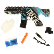 Ikonka Art.KX4089 Ūdens šautene zilā želejas bumbiņu pistole ar USB akumulatoru 550gab. 7-8 mm