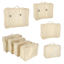 Ikonka Art.KX4110 Suitcase organisers travel set 8 pieces clothes storage accessories waterproof bags make-up bag shoe bag beige