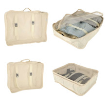 Ikonka Art.KX4110 Lagaminų organizatoriai kelionių rinkinys 8 dalių drabužių laikymo reikmenys vandeniui atsparūs krepšiai makiažo krepšys batų krepšys smėlio spalvos