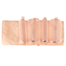 Ikonka Art.KX4107 Sulankstomas kelioninis kosmetinis krepšys nuimamas roll-up 4in1 didelės talpos nešiojamas rožinis