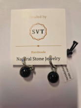 La bebe™ Jewelry Natural Stone Earrings Nerūsējoša tērauda auskari ar ahātu melnā