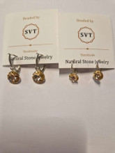 La bebe™ Jewelry Natural Stone Earrings Peach Auskari sudraba 925 ar 10 mm kristālu