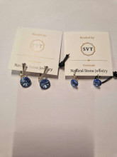 La bebe™ Jewelry Natural Stone earrings Light Saphire Auskari sudraba 925 ar 10 mm kristālu
