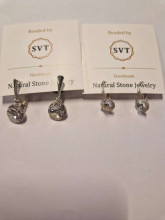 La bebe™ Jewelry Natural Stone Earrings Moonlight Auskari sudraba 925 ar 10 mm kristālu