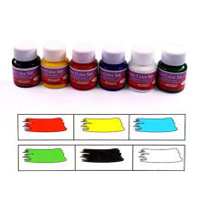 Ikonka Art.KX3876 Drabužių audinių dažai batų dažai 6 spalvų rinkinys x 25ml + teptukas tapybos paletė