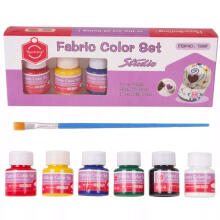 Ikonka Art.KX3876 Drabužių audinių dažai batų dažai 6 spalvų rinkinys x 25ml + teptukas tapybos paletė