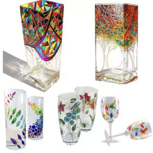 Ikonka Art.KX3876_1 Paints for glass ceramics porcelain set for painting on glass 6 colours x 25ml + brush painting palette