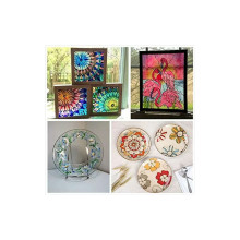 Ikonka Art.KX3876_1 Krāsas stikla keramikai, porcelānam, porcelānam, krāsošanai uz stikla 6 krāsas x 25ml + otas gleznošanas palete