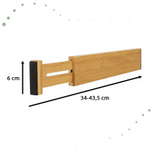 Ikonka Art.KX4600 Stalčių organizatorius reguliuojamas bambuko separatorius 43x6x1,5cm 1 vnt.