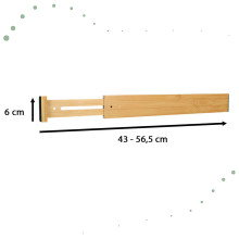 Ikonka Art.KX4600_1 Drawer organiser adjustable bamboo separator 56x6x1.5cm 1 piece