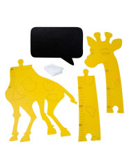 Ikonka Art.KX3874_1 Medinės žirafos augimo matmuo 125 cm geltonos spalvos + kreidos lenta 32 x 44 cm