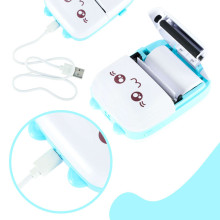 Ikonka Art.KX4217_1 Mini terminis etikečių spausdintuvas + USB kabelis katė mėlyna
