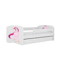 Bed babydreams white unicorn with drawer with non-flammable mattress 160/80