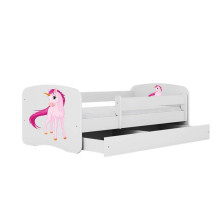 Bed babydreams white unicorn with drawer with non-flammable mattress 160/80
