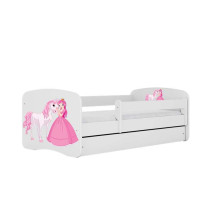 Bed babydreams white princess horse with drawer with non-flammable mattress 160/80
